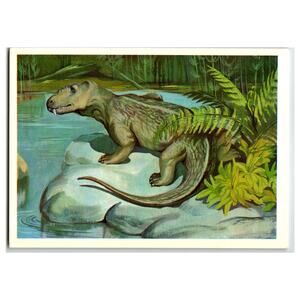 1979 Dvinosaurus Prehistoric Reptile Dinosaur Soviet Russian Art Postcard